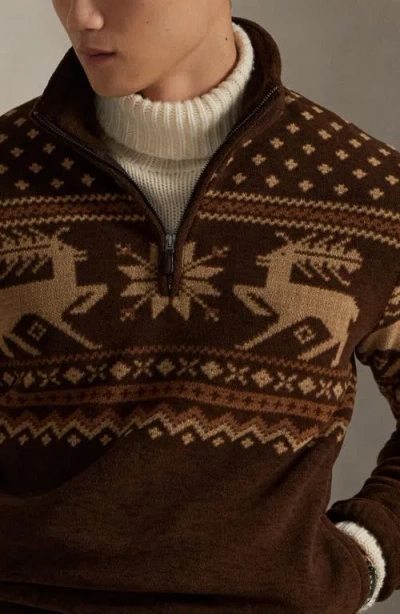 Polo Ralph Lauren Fleece Fair Isle Quarter-zip Sweatshirt In Multi
