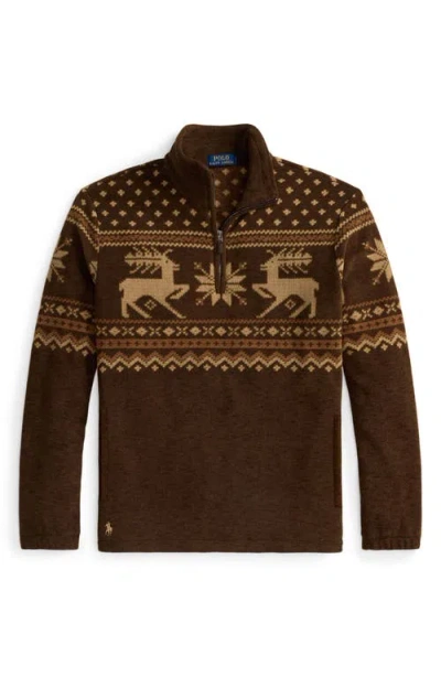 Polo Ralph Lauren Fleece Fair Isle Quarter-zip Sweatshirt In Multi