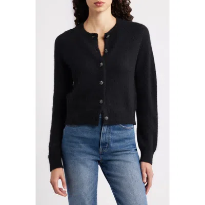 Doen Crystal-button Petra Cardigan In Black