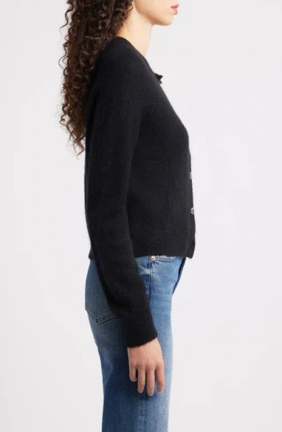 Doen Crystal-button Petra Cardigan In Black