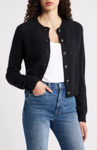 Doen Crystal-button Petra Cardigan In Black
