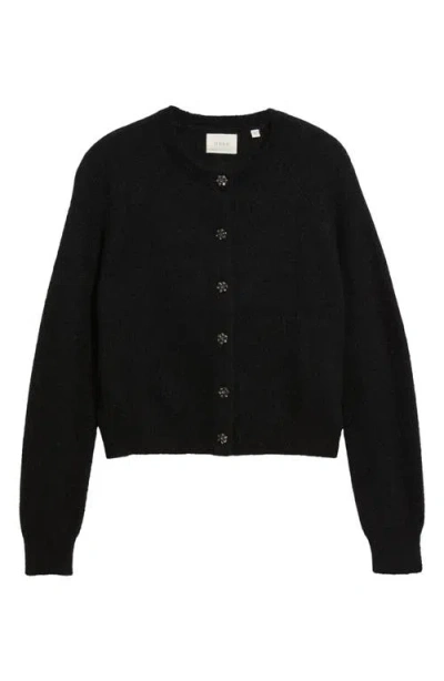 Doen Crystal-button Petra Cardigan In Black