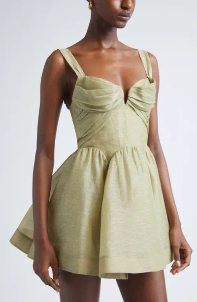 Zimmermann Rebellion Linen And Silk Organza Minidress In Animal Print