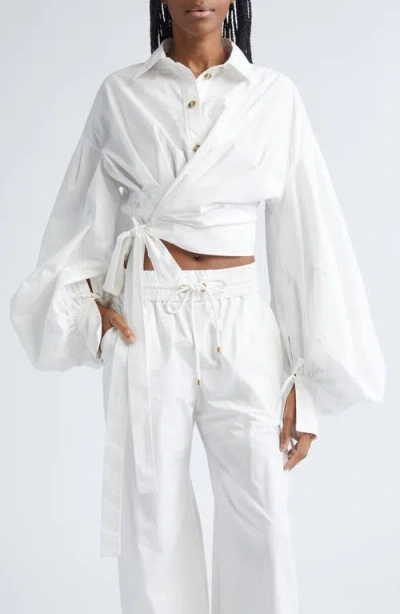 Zimmermann Rebellion Poplin Wrap Blouse Ivory In White