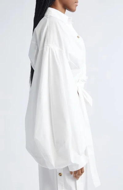 Zimmermann Rebellion Poplin Wrap Blouse Ivory In White