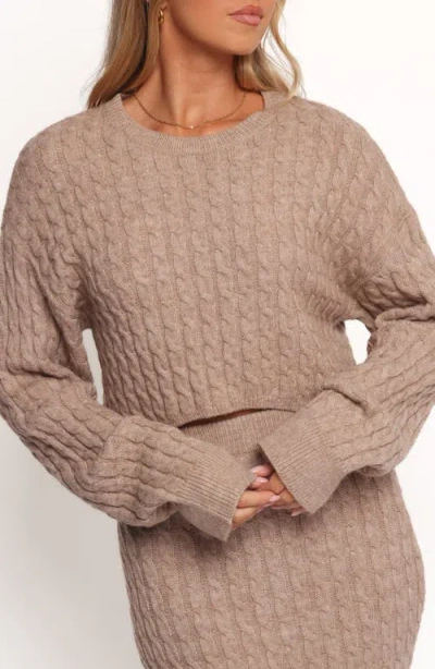 Petal And Pup Petal & Pup Reid Cable Knit Crop Sweater & Maxi Skirt Set In Brown