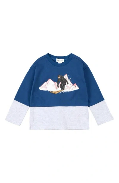 Miles Baby Kids' Ski Slope Colorblock Cotton Sweatshirt In Blue