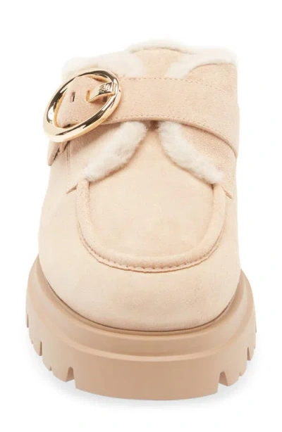 Stuart Weitzman Benni Shearling Mules Adobe In Brown