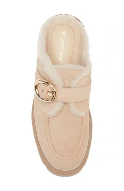 Stuart Weitzman Benni Shearling Mules Adobe In Brown
