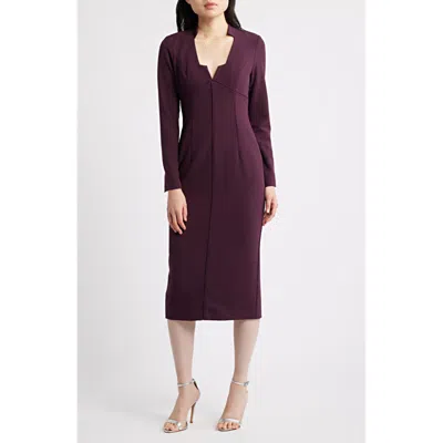Black Halo Kylah Long Sleeve Midi Dress In Purple