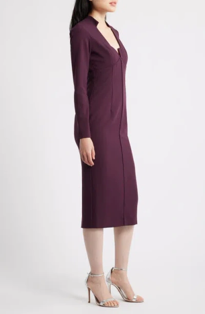 Black Halo Kylah Long Sleeve Midi Dress In Purple
