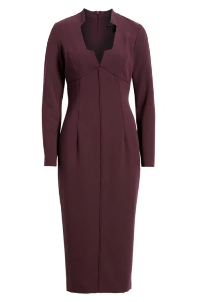 Black Halo Kylah Long Sleeve Midi Dress In Purple