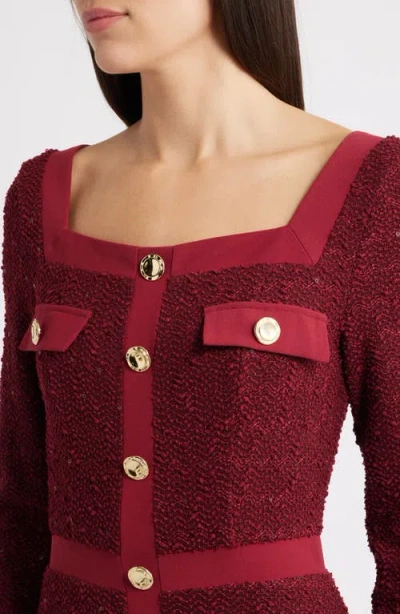 Black Halo Chiara Sequin Long Sleeve Midi Dress In Red