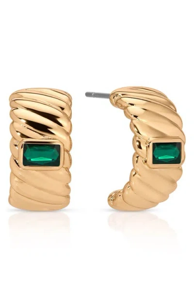 Ettika Baguette Crystal Hoop Earrings In Gold