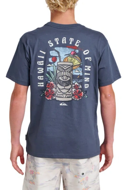 Quiksilver Hawaii Tiki Graphic T-shirt In Blue