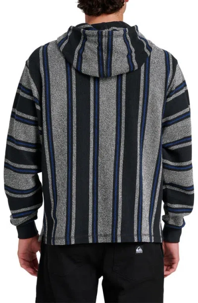 Quiksilver Playa Stripe Henley Hoodie In Black