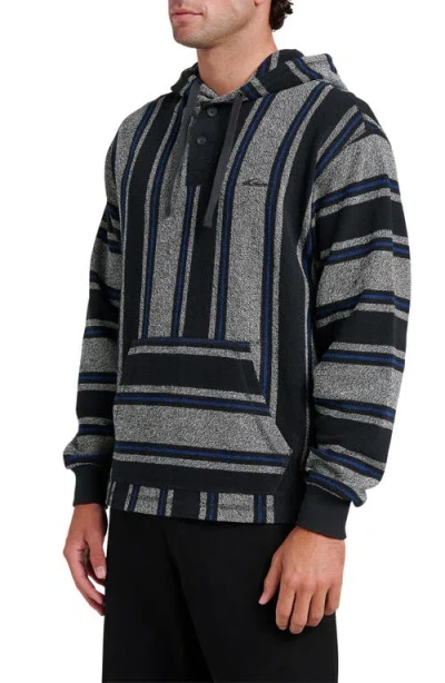 Quiksilver Playa Stripe Henley Hoodie In Black
