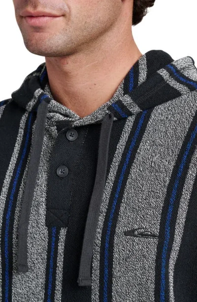 Quiksilver Playa Stripe Henley Hoodie In Black