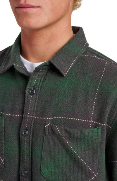 Quiksilver Dna Plaid Cotton Flannel Button-up Overshirt In Green