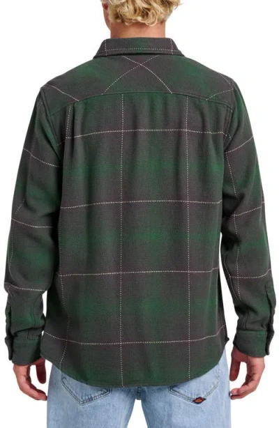 Quiksilver Dna Plaid Cotton Flannel Button-up Overshirt In Green