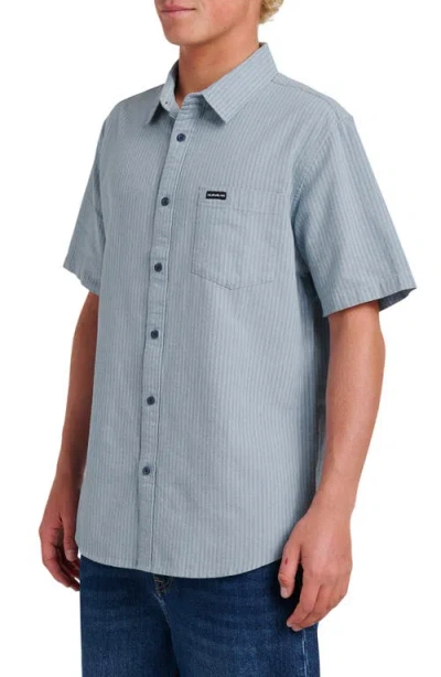 Quiksilver Oxford Stripe Classic Short Sleeve Button-up Shirt In Gray