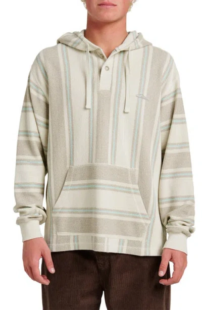 Quiksilver Playa Stripe Henley Hoodie In Gray