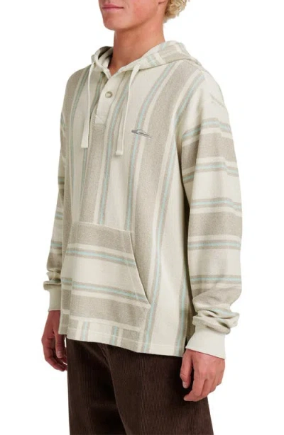 Quiksilver Playa Stripe Henley Hoodie In Gray