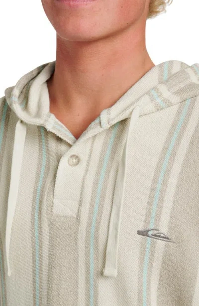 Quiksilver Playa Stripe Henley Hoodie In Gray