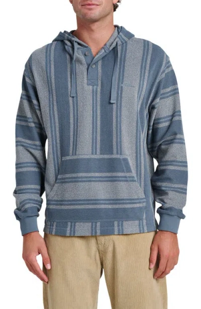 Quiksilver Playa Stripe Henley Hoodie In Blue
