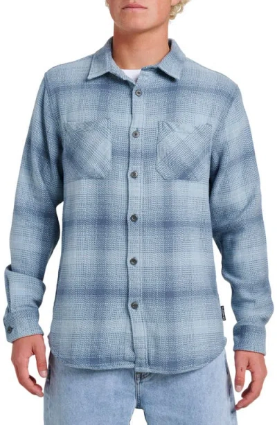 Quiksilver Dna Plaid Cotton Flannel Button-up Overshirt In Blue