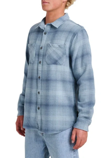 Quiksilver Dna Plaid Cotton Flannel Button-up Overshirt In Blue
