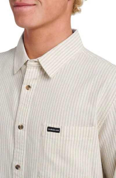 Quiksilver Oxford Stripe Classic Short Sleeve Button-up Shirt In Neutral