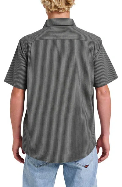 Quiksilver Oxford Stripe Classic Short Sleeve Button-up Shirt In Black