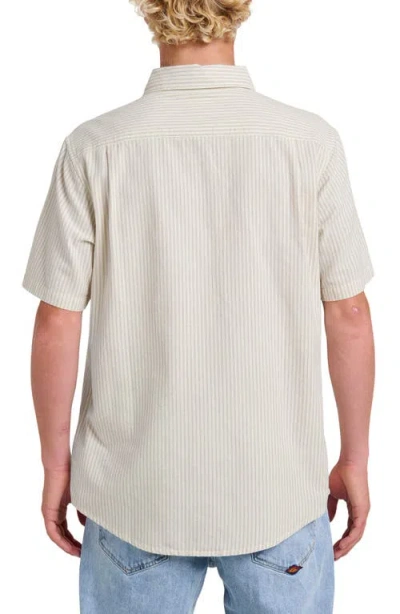 Quiksilver Oxford Stripe Classic Short Sleeve Button-up Shirt In Neutral