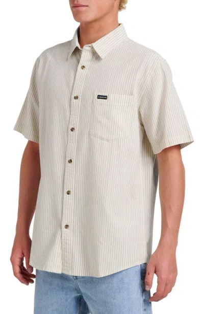 Quiksilver Oxford Stripe Classic Short Sleeve Button-up Shirt In Neutral