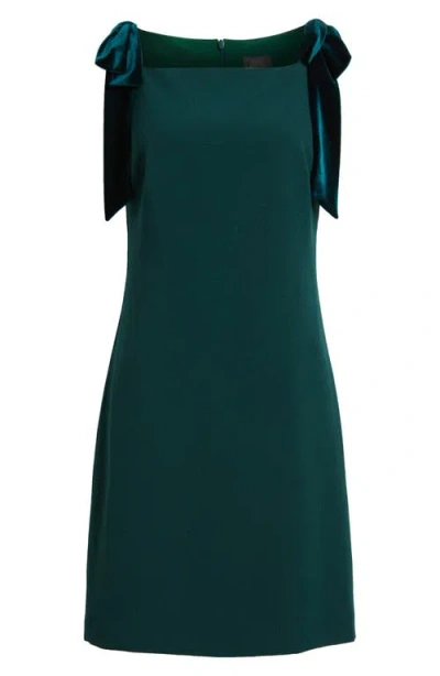 Vince Camuto Velvet Bow Stretch Crepe Dress In Green
