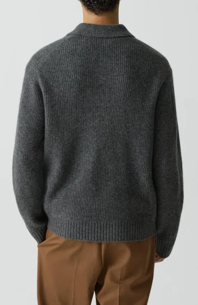 Theory Relaxed Polo Sweater In Astor Wool In Gray