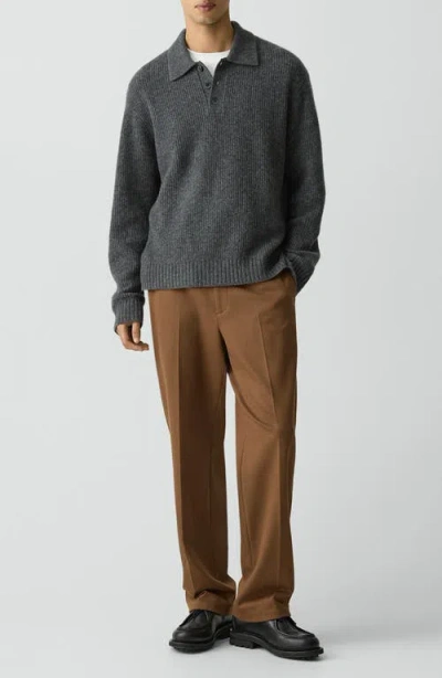 Theory Relaxed Polo Sweater In Astor Wool In Gray