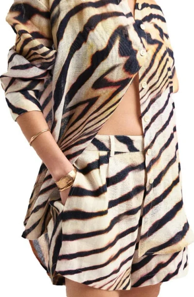 Vitamin A ® The Getaway Linen Cover-up Shorts In Multi