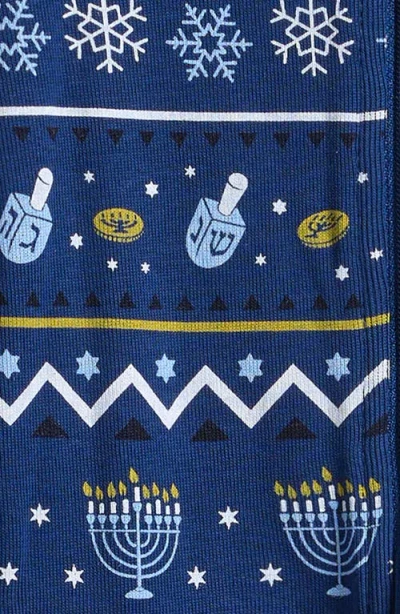Petit Lem Hanukkah Fair Isle Organic Cotton Fitted Footie Pajamas In Multi