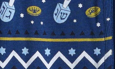Petit Lem Hanukkah Fair Isle Organic Cotton Fitted Footie Pajamas In Multi