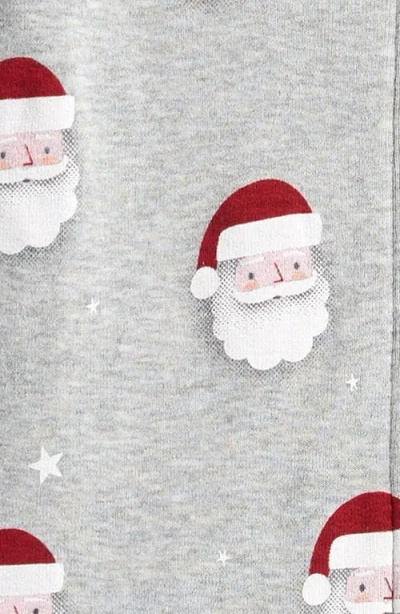 Petit Lem Santa Print Fitted One-piece Organic Cotton Pajamas In Multi