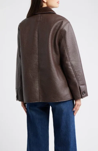 Rails Luis Faux Leather Jacket With Faux Shearling Collar In Brown