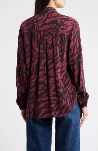 Rails Josephine Print Button-up Shirt In Burgundy