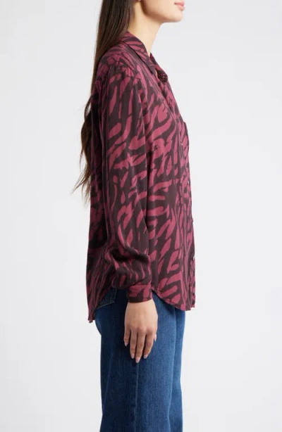 Rails Josephine Print Button-up Shirt In Burgundy