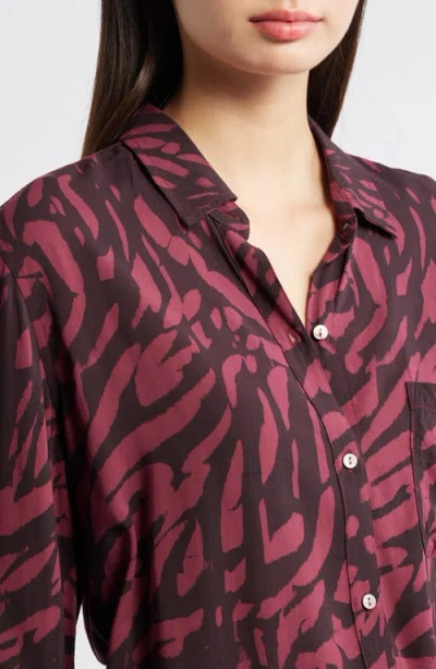 Rails Josephine Print Button-up Shirt In Burgundy