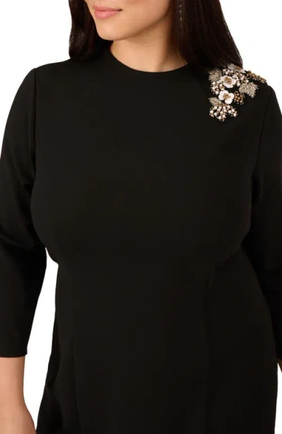 Adrianna Papell Floral Embellished Sheath Dress In Black