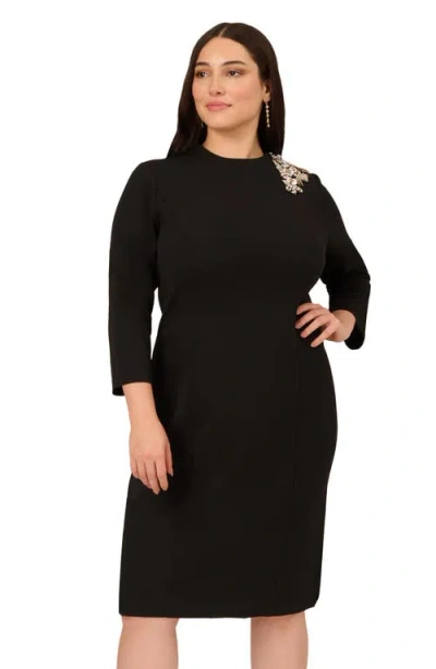 Adrianna Papell Floral Embellished Sheath Dress In Black