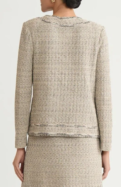 Ming Wang Shimmer Tweed Knit Jacket In Multi