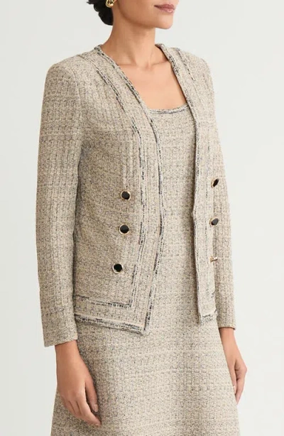 Ming Wang Shimmer Tweed Knit Jacket In Multi
